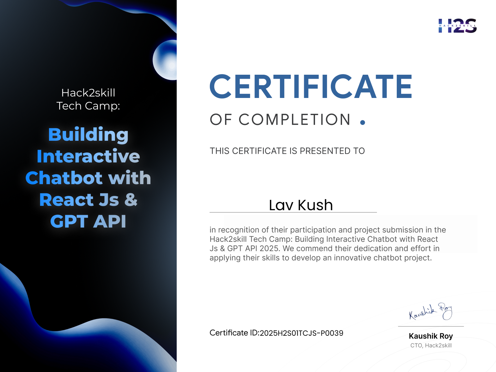 Chatbot Development Certificate