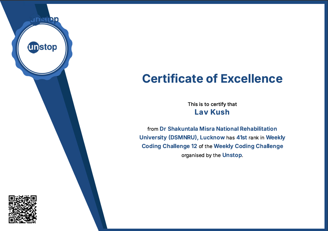 Certificate of Excellence